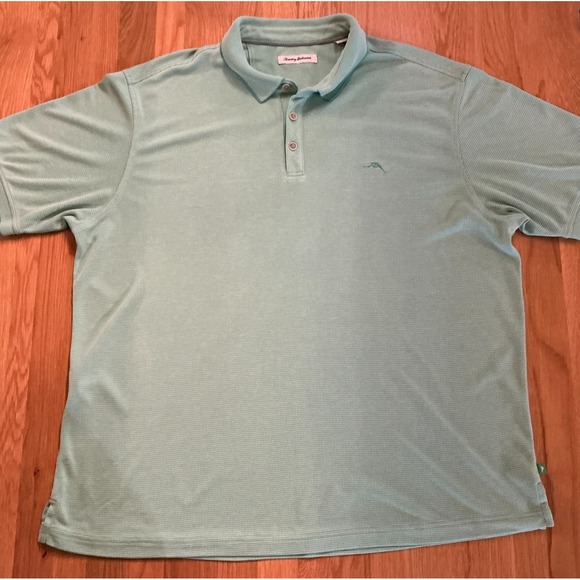 Tommy Bahama Other - Tommy Bahama XXL Green Textured‎ Polo Shirt • Marlin Logo • Short Sleeve